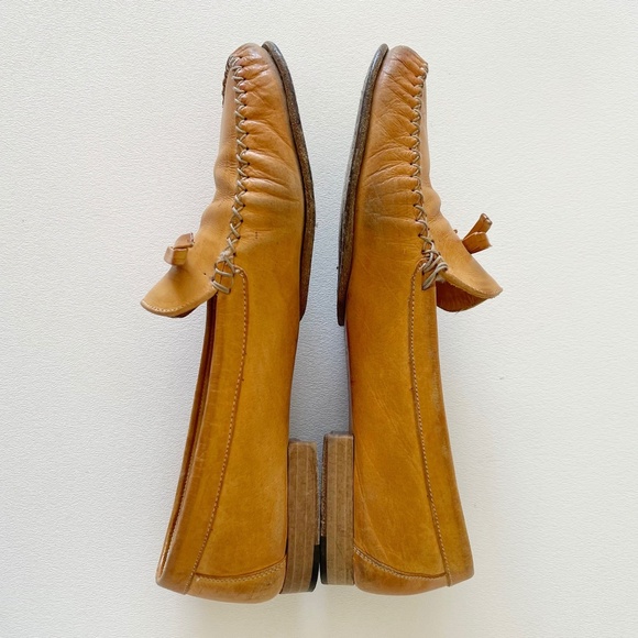 Vintage Coach Loafer Shoe Flat Leather Casual Classic Preppy Minimalist Tan 8.5 - Picture 6 of 11